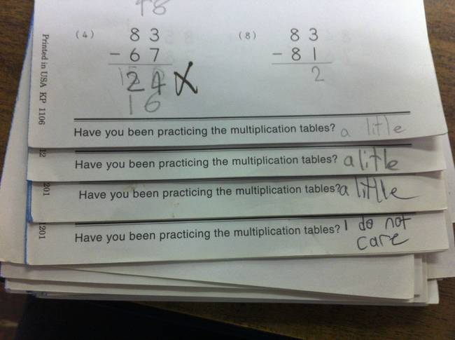 funniest kid test answers - Printed in Usa Kp 1106 83 8 83 67 8 24 X 16 Have you been practicing the multiplication tables? itle Have you been practicing the multiplication tables?! 01 Have you been practicing the multiplication tables? 1201 Have you been