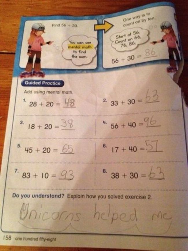 Homework - Find 56 30 One way is to count on by ten Stort of 56. Count on 66, 76, 86 You can ve mentol math to find the sum 56 30 86 Guided Practice Add using mental math, " 28 20 48 2. 33 30 3. 18 20 38 4. 56 4096 3. 45 20 65 6. 17 40 57 7 83 10 93 8.38 