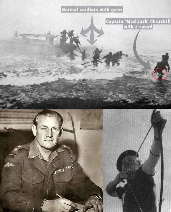 Jack Churchill: Also known as ‘Mad Jack’ for his ferociousness in battle, he served the military in a number of theaters. Unlike the normal soldiers' conventional weapons, he chose to use a long bow, a f*&%ing sword and his trusty bag pipes.

In 1943 he infiltrated a German run town and captured 43 men while securing a mortar position all with his medieval weaponry.