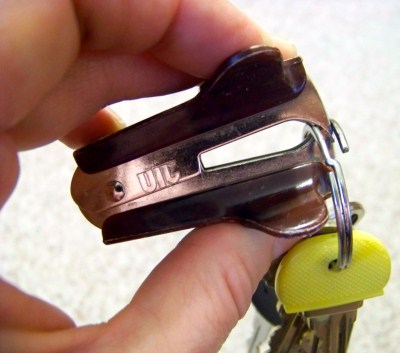 Use a staple remover to add or remove keys from key rings without breaking a nail