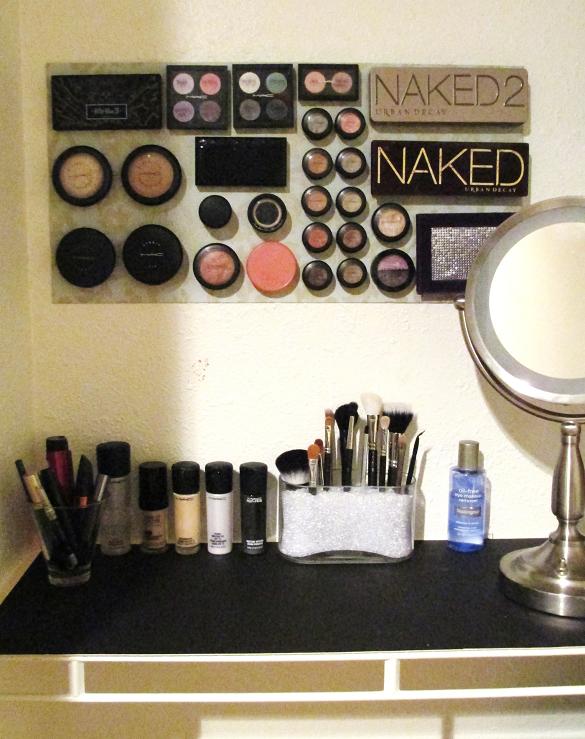 A magnetic board can be used to organize your makeup