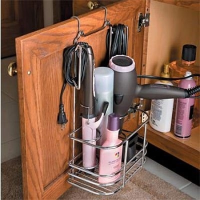 A caddy or PVC can be used for hair appliances