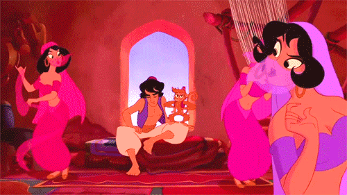 Aladdin finding himself stuck in a brothel.