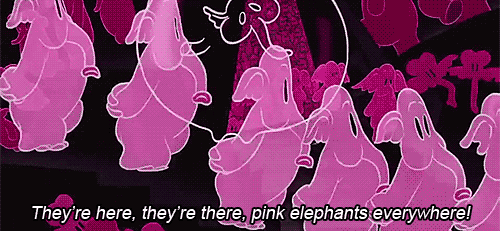 The bizarre pink elephants dancing in Dumbo.