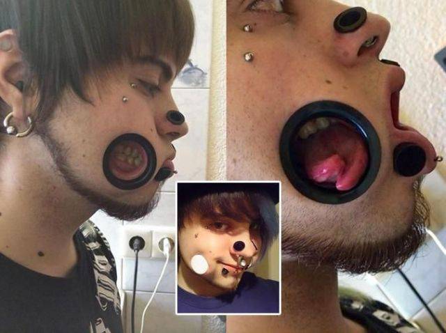 This guy has a glory hole mounted in his face.