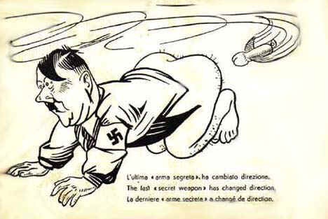Anti-Hitler propaganda piece created by Italina Partisans during World War II