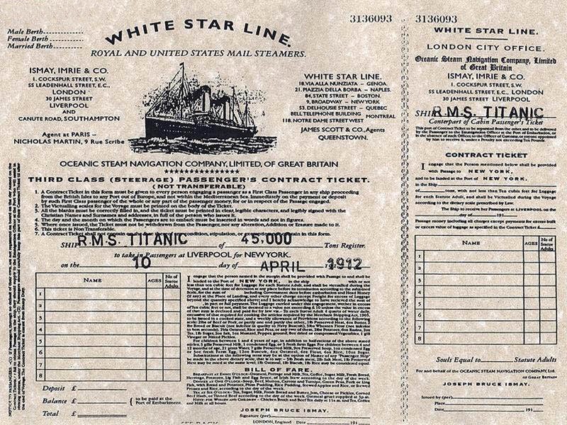 Boarding pass for Titanic, 10 April 1912