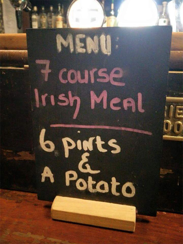 7 course irish meal - Menu 7 course Irish Meal 6 pirts A potato