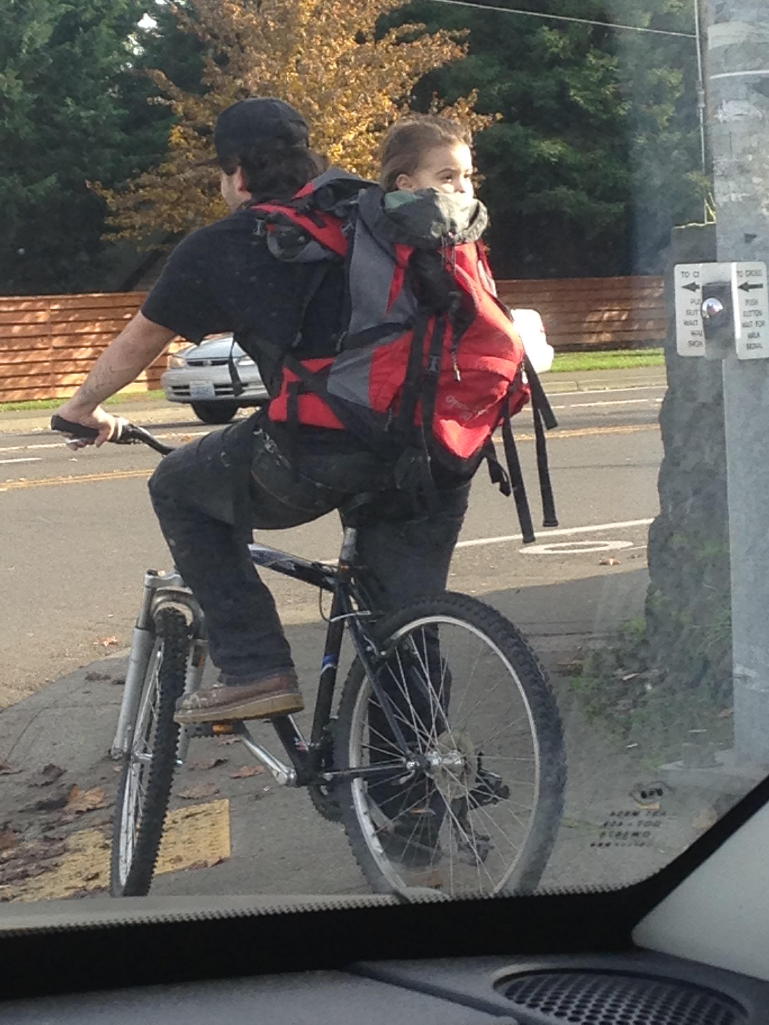 At least he left his backpack open so the kid could enjoy the weather...