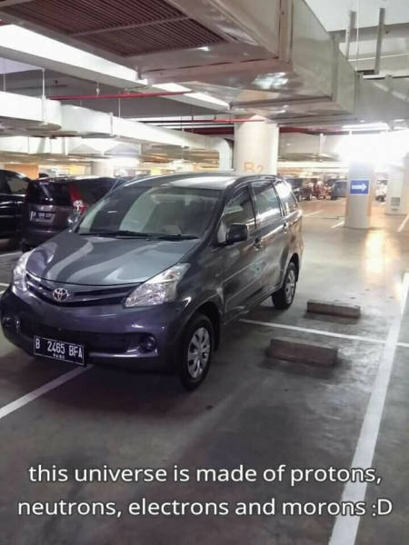 avanza bad parking - 8 2465 Bfa this universe is made of protons, neutrons, electrons and morons D