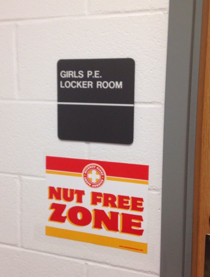 nut free zone locker room - Girls P.E. Locker Room Nut Free Zone