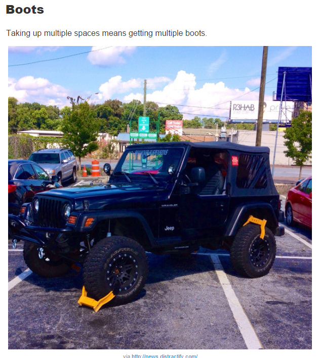 karma parking - Boots Taking up multiple spaces means getting multiple boots R3HAB P po via distractify com