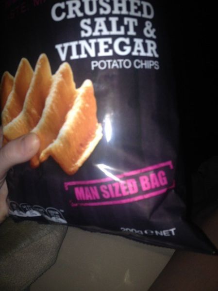 junk food - Crushed Salt & Vinegar Potato Chips Man Sizer Bag