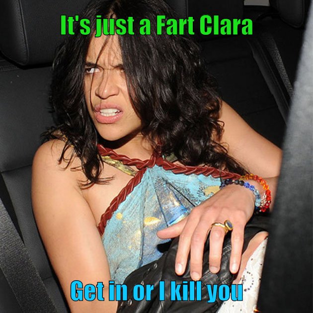 Her girlfriend clara  delevine  is about to get into the car and she farts