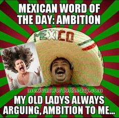 Ambition - Mexican word of the day. Stop yelling ambition at me.