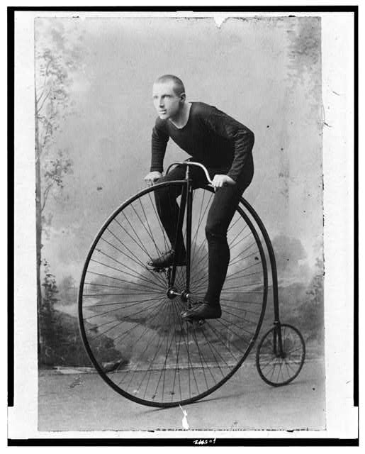 The pedals were still attached directly to the front wheel with no freewheeling mechanism. Solid rubber tires and the long spokes of the large front wheel provided a much smoother ride than its predecessor.