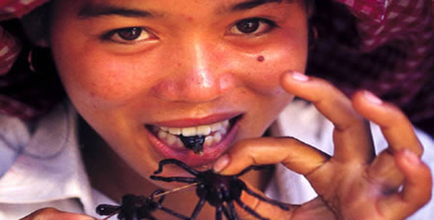 A-Ping: Considered a delicacy in Cambodia, it is said that fried tarantula first became popular during the food shortages under the brutal Khmer Rouge regime. After Pol Pat was ousted though, the fried tarantulas stuck around and Cambodians today eat them like candy.