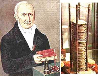 Electric Battery, 1800. Inventor : Volta