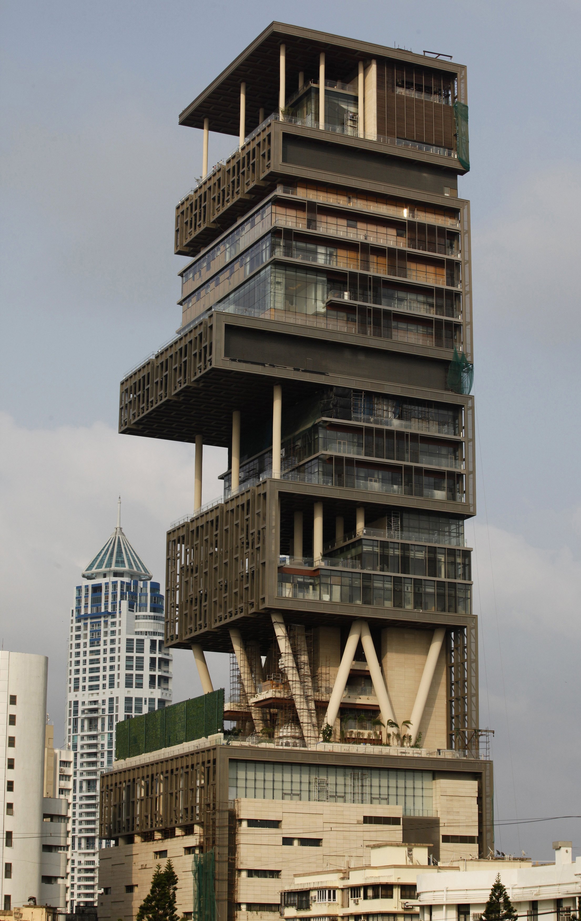 India's wealthiest man Mukesh Ambani's 27-story skyscraper home in Mumbai spent around 2 Billion for the construction of the house.