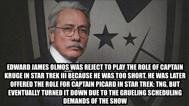 edward james olmos agents of shield - on Edward James Olmos Was Reject To Play The Role Of Captain Kruge In Star Trek Iii Because He Was Too Short. He Was Later Offered The Role For Captain Picard In Star Trek Tng, But Eventually Turned It Down Due To The
