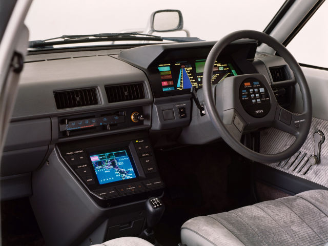 Nissans 1983 vision of what their interiors could look like in the future Car navigation, integrated display as dashboard, everything can be controlled with buttons on the wheel, voice control system. They were pretty spot on except for the style.