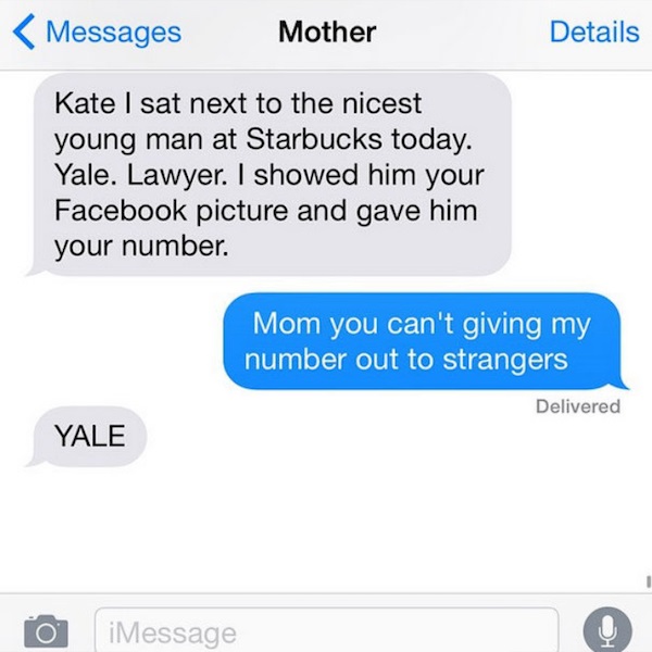 mom texting instagram -
