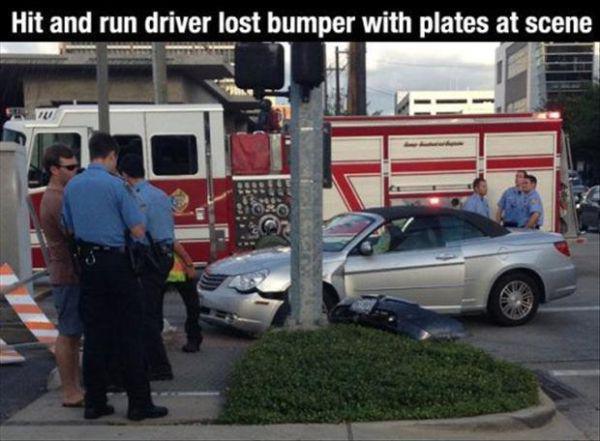Karma - Hit and run driver lost bumper with plates at scene
