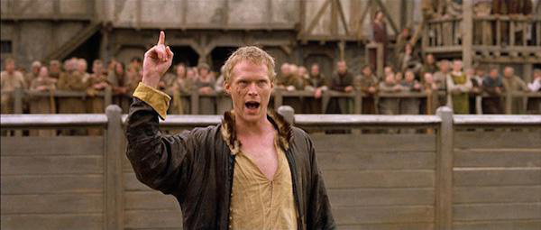 In ‘A Knights Tale’, when Chaucer (Paul Bettany) acts as herald after the sword duel, nobody in the crowd reacted to the announcement because they were all Czech extras and did not understand English. The loud prompt by Mark Addy was what tipped off the extras to start cheering. This was all left in the final cut.