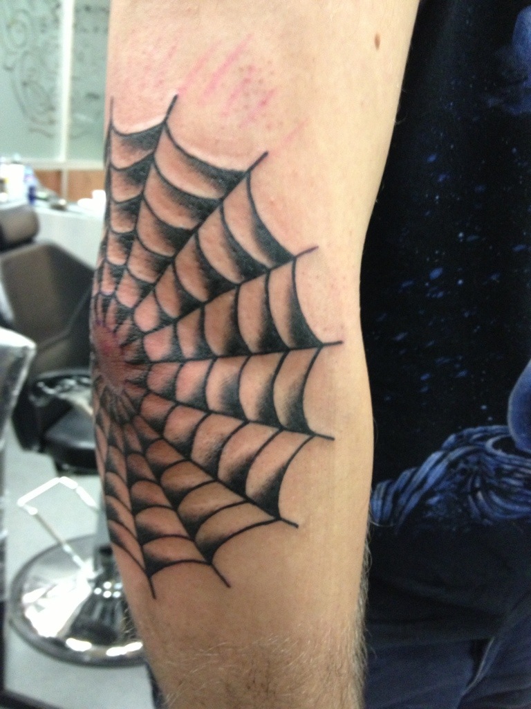 Cobweb Tattoos -These tattoos are pretty mainstream but they are still definitely prison tattoos. They represent a lengthy prison sentence and the spiders trapping prey symbolize prisoners being trapped behind bars.