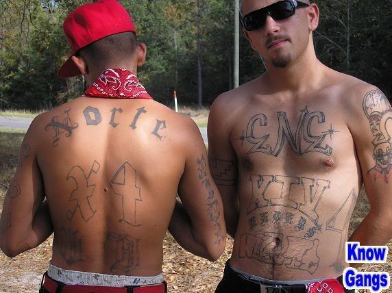 Norteño -This tattoo belongs to the Neustra Familia gang. In prison, the gang it is the bitter rival of The Mexican Mafia.