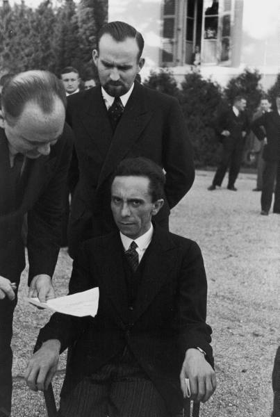 Joseph Goebbels shows his revulsion upon learning that the man taking his photo is Jewish.