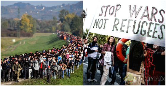 Police escort thousands of refugees through Slovenia while citizens march to welcome them into their country.