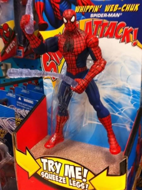 inappropriate kids toys - 'Whippin' WebChuk SpiderMan Tri Me! Squeeze Legs!