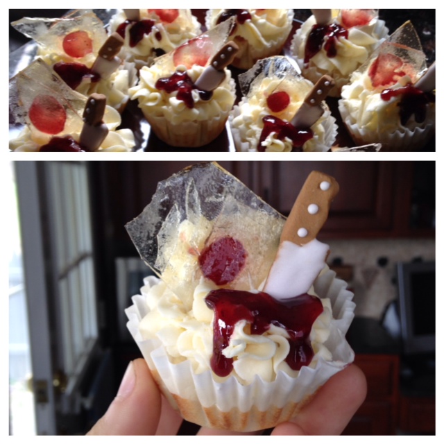 For halloween made a keylime cupcake, with raspberry "blood", and candy glass shards for the slides atop the masterpiece