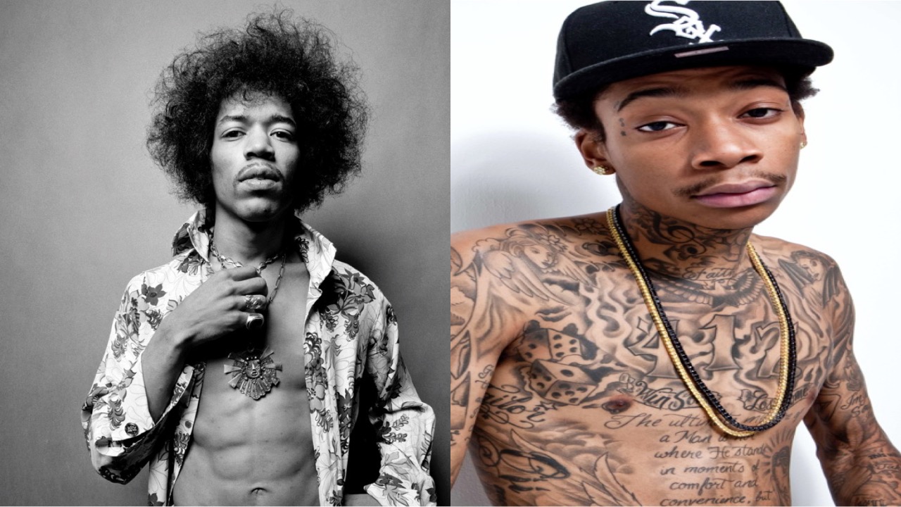 African American solo artist. (Left: Jimi Hendrix) (Right: Wiz Kalifa)