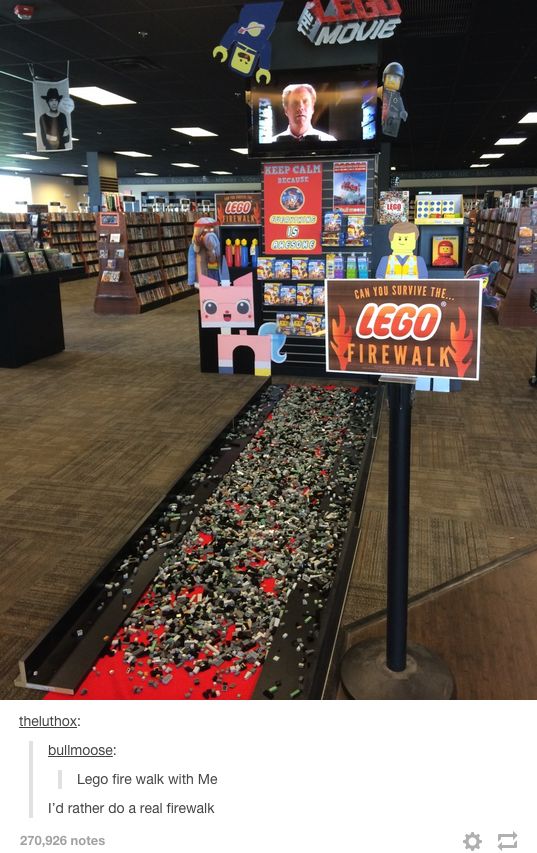 tumblr - posts lego - Movie Keep Calm Because u Lego Es Fresone Can You Survive The Lego Firewalk theluthox bullmoose Lego fire walk with Me I'd rather do a real firewalk 270,926 notes