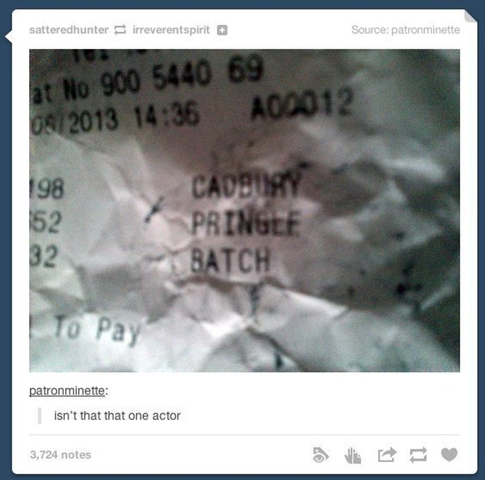 tumblr - Benedict Cumberbatch - satteredhunter irreverentspirit Source patronminette at No 900 5440 69 Bai 2013 A00012 Cadbury Pringee Batch | To Pay patronminette isn't that that one actor 3,724 notes