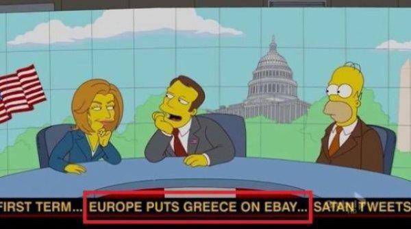 simpsons europe puts greece on ebay - First Term... Europe Puts Greece On Ebay... Satan Tweets