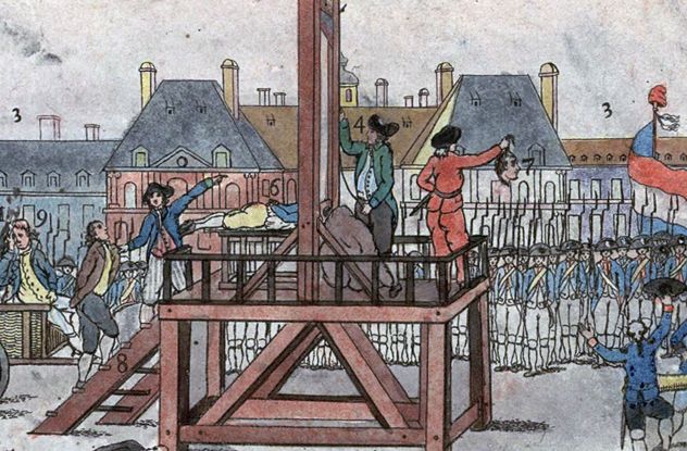 Severed Heads: Alive?
When the French started executing by guillotine, people became fascinated with the issue of whether severed heads live on for at least a few fleeting moments. Several experiments were done to determine if they did. Researchers pricked heads with needles, set ammonia solution under noses, and stung eyes with solution to get a reaction. One executioner, curious about the matter, had a condemned friend signal him if he still lived after the beheading. The head was reported to have winked. Such stories are unlikely, say doctors. Even if the brain survives the beheading, the drop of blood pressure would put the head in a coma. Modern tests done with decapitated rats, however, show that rats likely fall unconscious 3.7 seconds after being beheaded. Then, one minute after decapitation, something surprising happens. The rats’ brains light up with a phenomena dubbed “the wave of death.” Some scientists performing the experiment believe this is when death is irreversible, though others disagree.