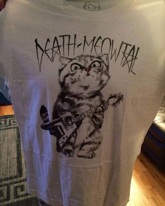 pun funny metal shirt cat