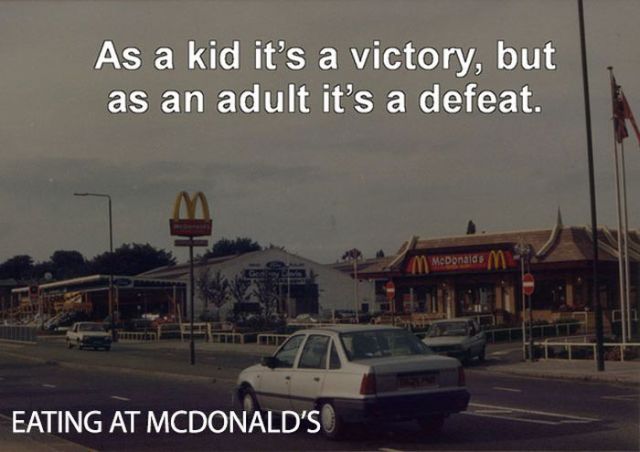 neasden 1980s - As a kid it's a victory, but as an adult it's a defeat. McDonalds Eating At Mcdonald'S