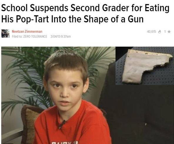 kid eats pop tart into gun - School Suspends Second Grader for Eating His PopTart Into the Shape of a Gun Neetzan Zimmerman Filed to Zero Tolerance 30413 40,615 1