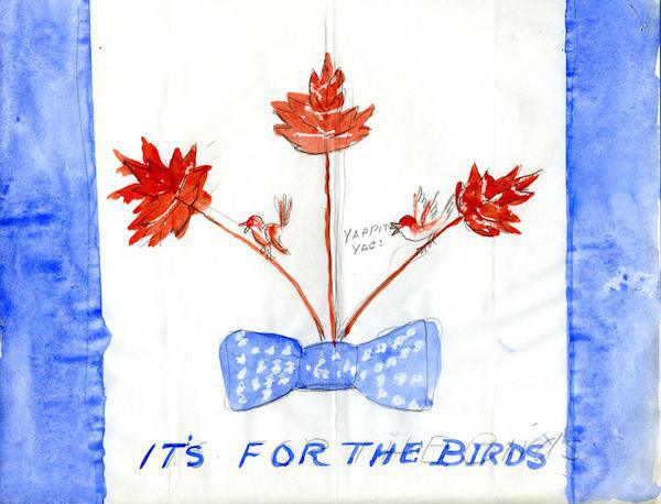 Another protest flag, this one includes the phrase “for the birds.” It was a popular rallying cry for those opposed to the Prime Minister’s proposed design.