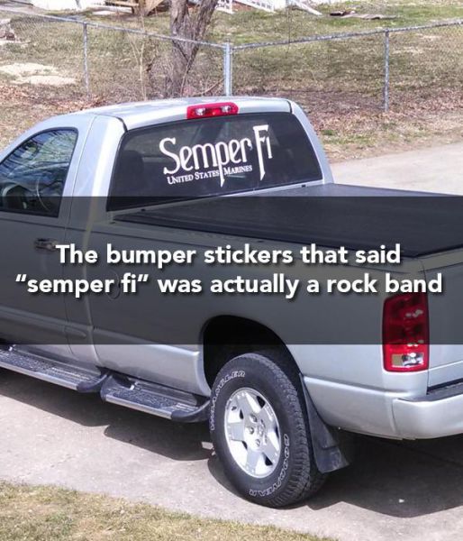Child - Semperi United States Marines The bumper stickers that said "semper fi" was actually a rock band