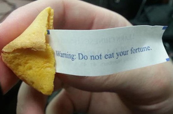 fortune cookie - Warning Do not eat your fe