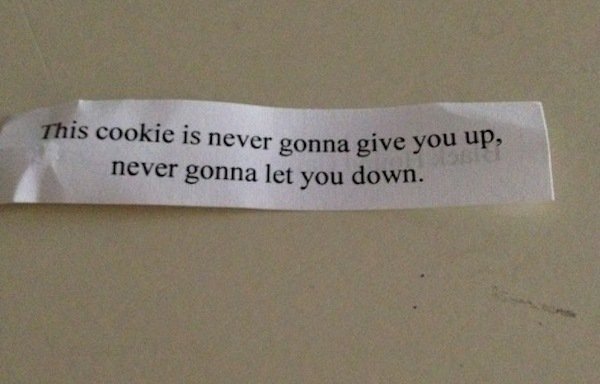 nevershoutnever year one - This cookie is never gonna give you up, never gonna let you down.