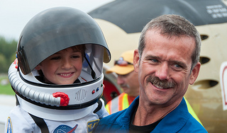 He’s more popular on Twitter than the Queen of England.
Not one or two, there are THREE schools named after him.
Schools in Bradford, Brooklin and Milton, Ontario have been named in Hadfield’s honour.