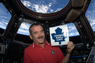 Hadfield is also a die-hard Leafs fan. In 2013, for the first time in over 8 years, the Leafs made the playoffs against the Boston Bruins. Hadfield was enroute home from the ISS and missed what happened in game 7.