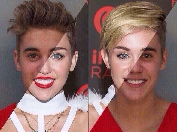 Miley Cyrus and Justin Bieber.