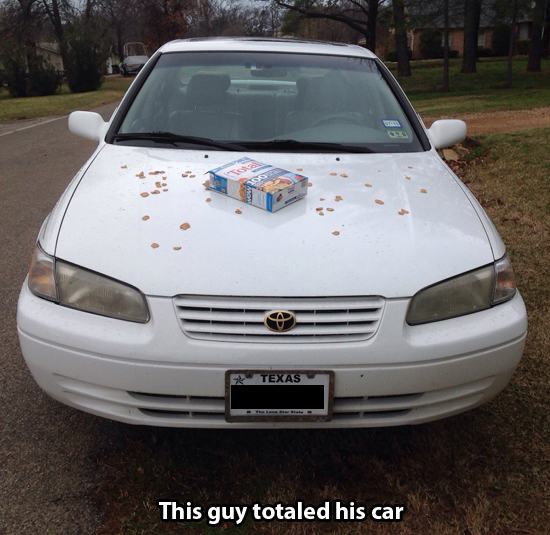 auto body puns - Texas This guy totaled his car